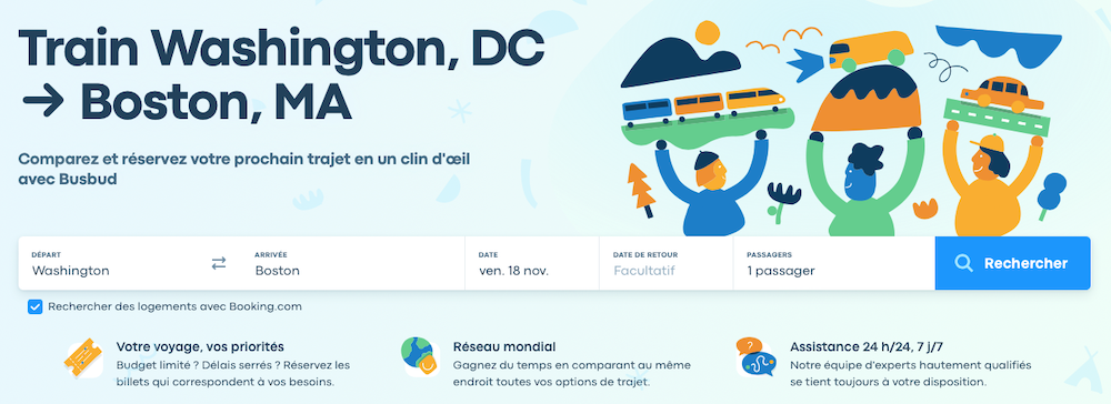 Trains entre Washington et Boston