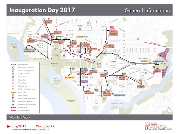 Plan détaillé du secteur du Mall le jour de l'investiture présidentiel