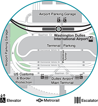 Le plan de la station de métro à l'aéroport Washington Dulles