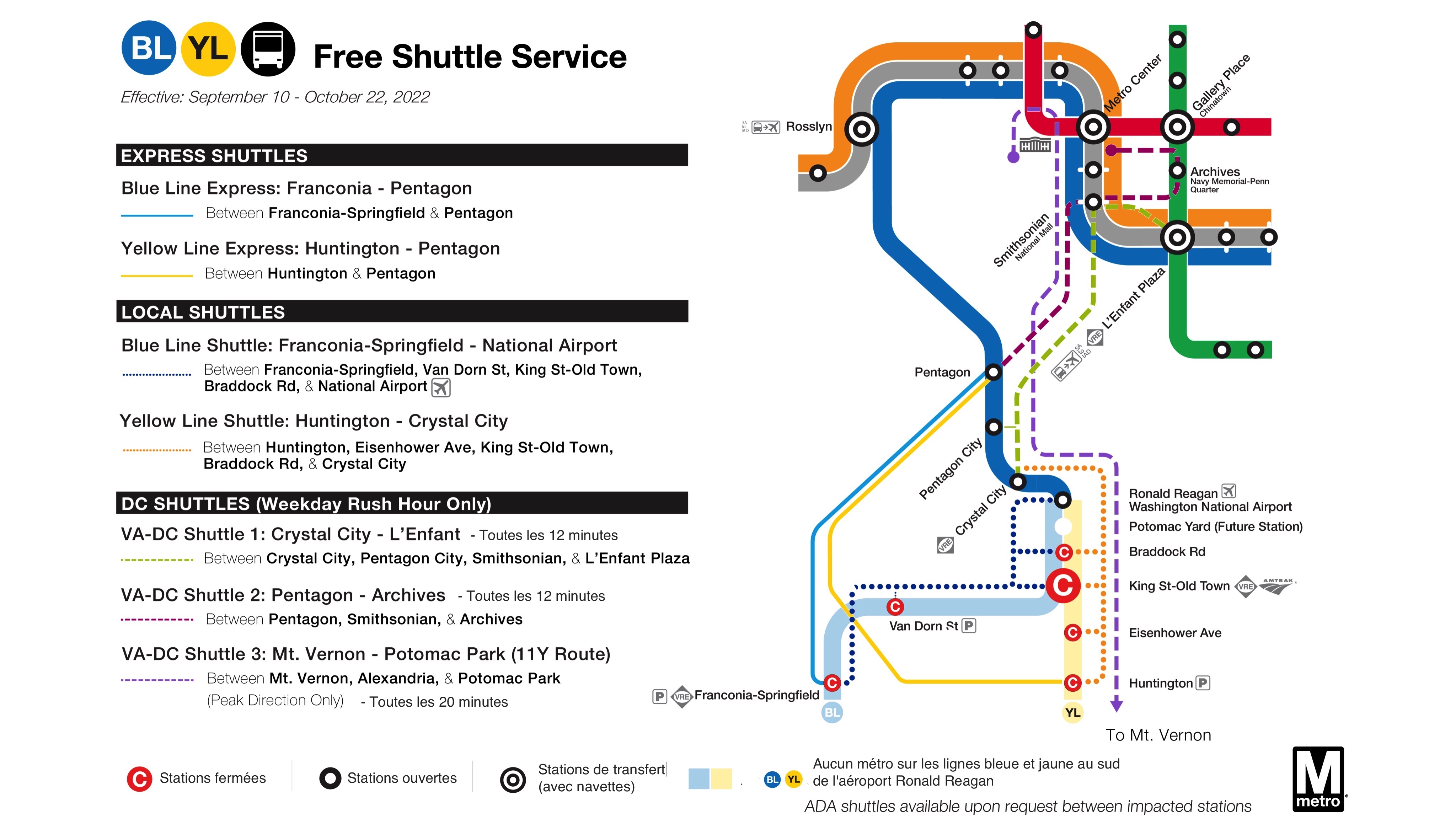 Plan complet du métro de Washington