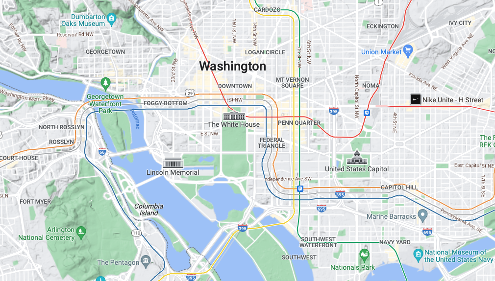 Carte pour montrer où passe le métro à Washington