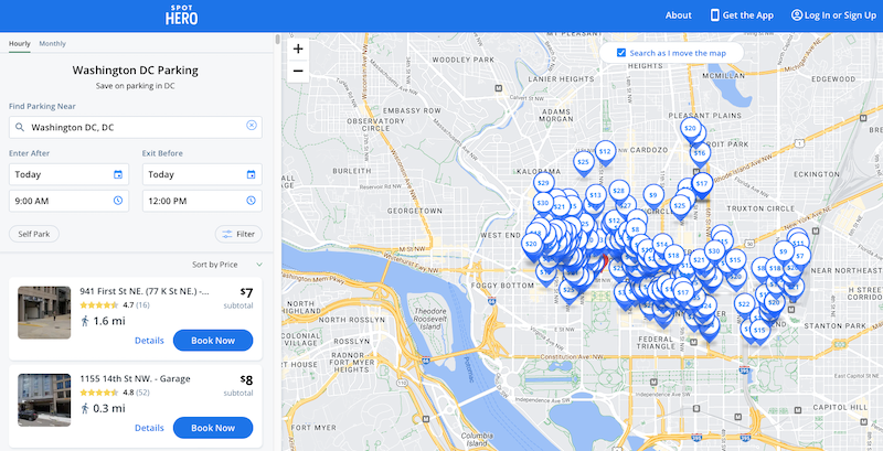 Trouver un parking à Washington pour la journée avec SpotHero