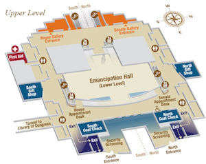 Plan de l'intérieur (étage du haut) du Visitor Center du Capitole des États-Unis