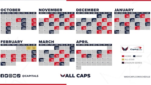 Calendrier de la saison 2022-2023 des <i>Washington Capitals</i> pour le championnat NHL