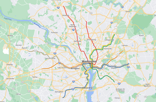 Plan complet du métro de Washington