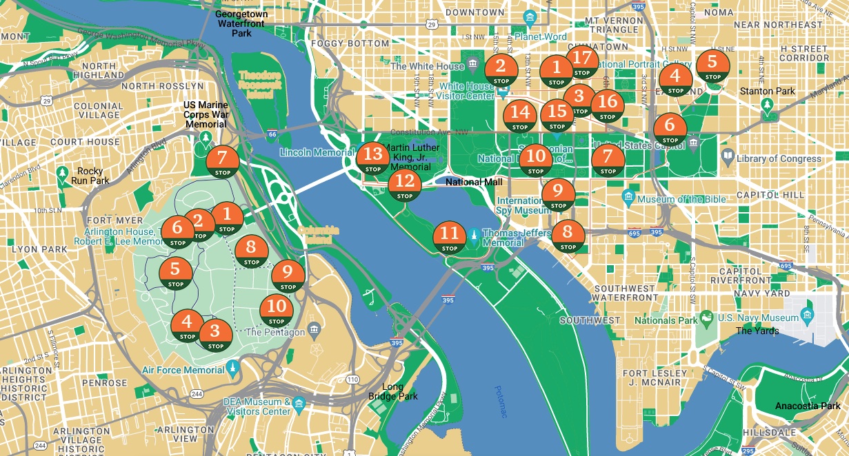 trolley tour washington dc map