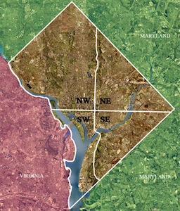 Carte satellite de Washington
